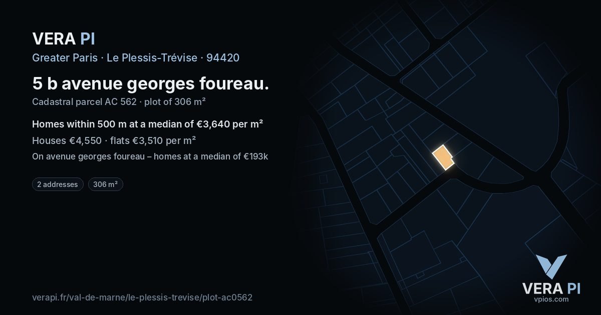 5 b avenue georges foureau, Le Plessis-Trévise at night – the plot lit, the parcels around coloured by the prices near them