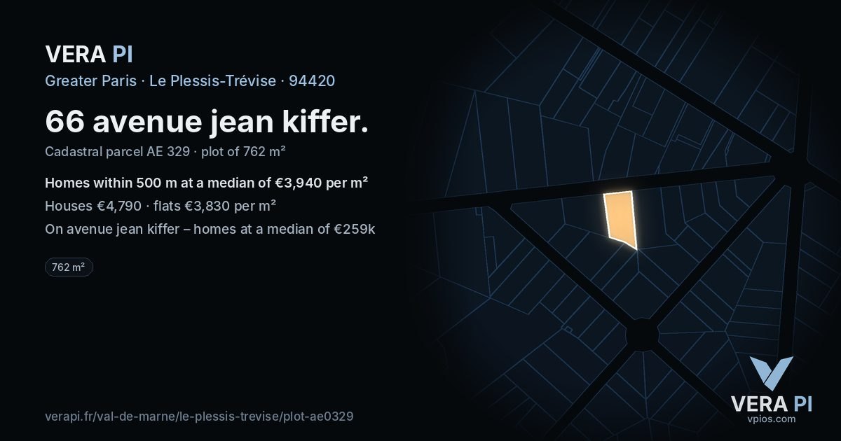 66 avenue jean kiffer, Le Plessis-Trévise at night – the plot lit, the parcels around coloured by the prices near them