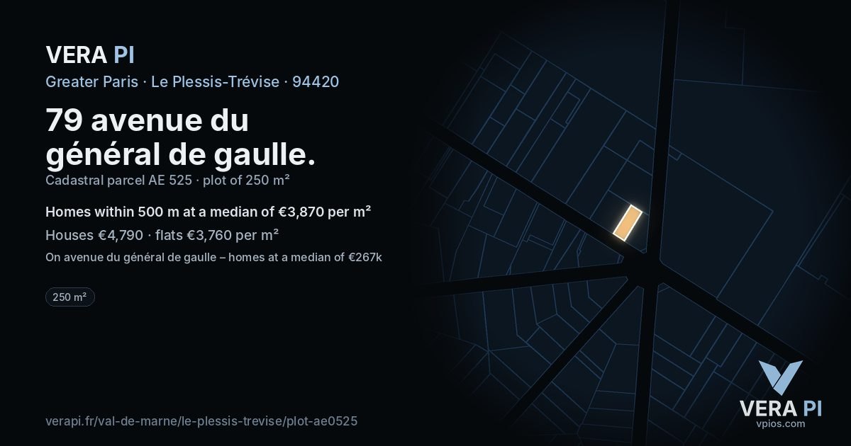 79 avenue du général de gaulle, Le Plessis-Trévise at night – the plot lit, the parcels around coloured by the prices near them