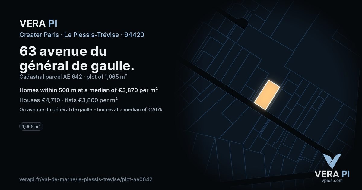 63 avenue du général de gaulle, Le Plessis-Trévise at night – the plot lit, the parcels around coloured by the prices near them