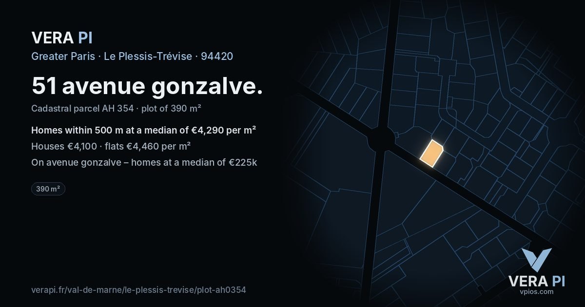 51 avenue gonzalve, Le Plessis-Trévise at night – the plot lit, the parcels around coloured by the prices near them