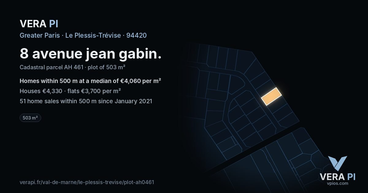 8 avenue jean gabin, Le Plessis-Trévise at night – the plot lit, the parcels around coloured by the prices near them