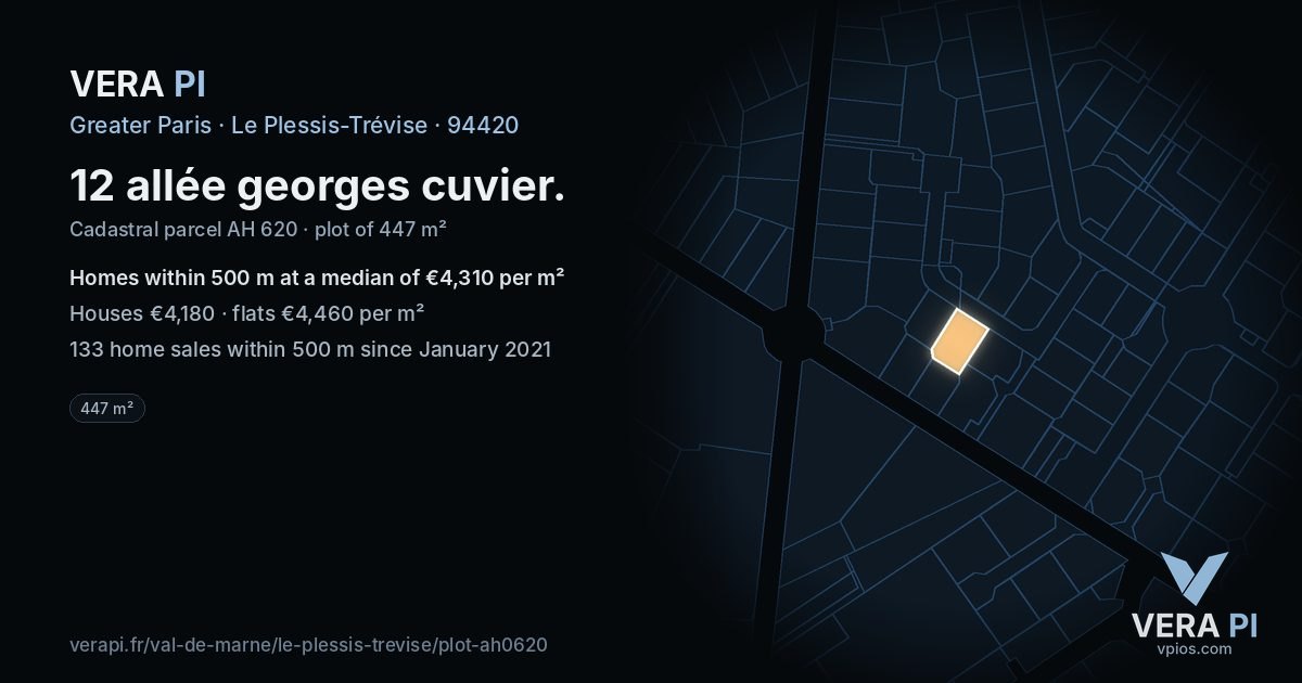 12 allée georges cuvier, Le Plessis-Trévise at night – the plot lit, the parcels around coloured by the prices near them