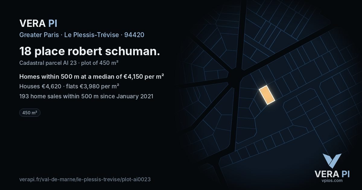 18 place robert schuman, Le Plessis-Trévise at night – the plot lit, the parcels around coloured by the prices near them