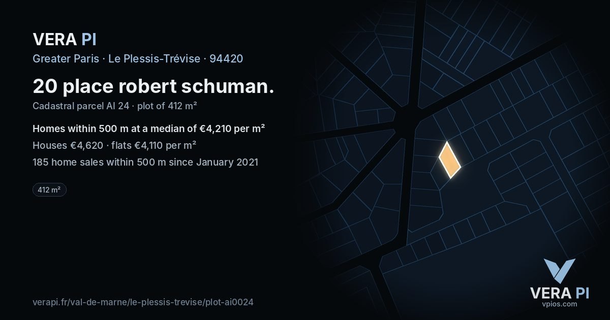 20 place robert schuman, Le Plessis-Trévise at night – the plot lit, the parcels around coloured by the prices near them