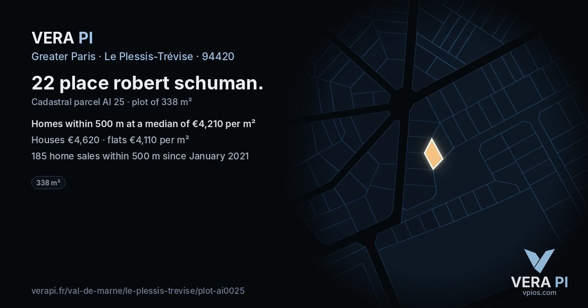 22 place robert schuman, Le Plessis-Trévise at night – the plot lit, the parcels around coloured by the prices near them