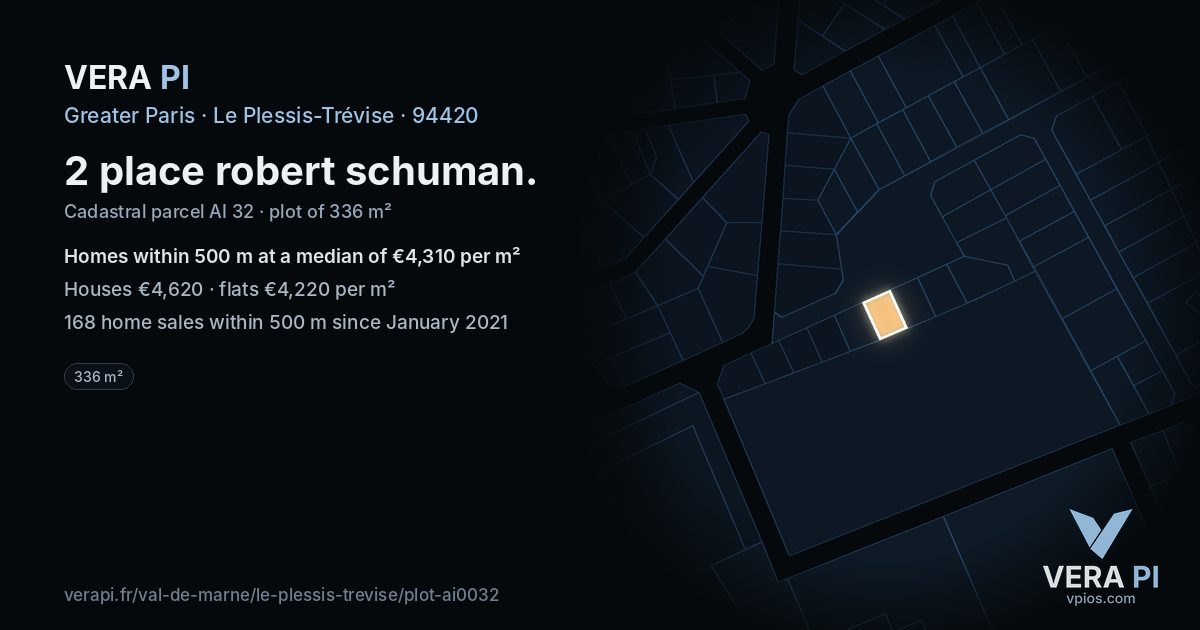 2 place robert schuman, Le Plessis-Trévise at night – the plot lit, the parcels around coloured by the prices near them