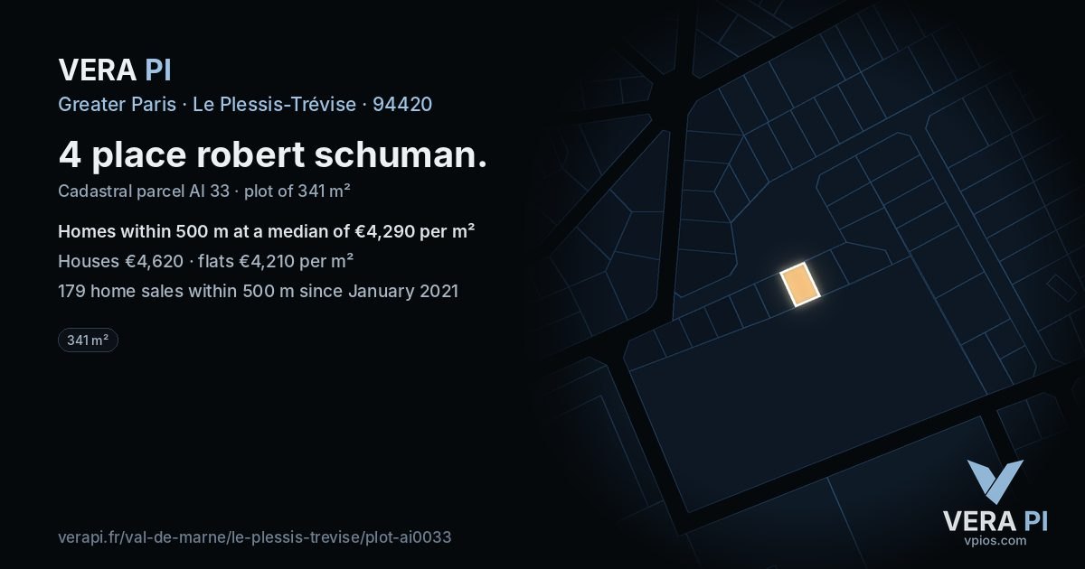 4 place robert schuman, Le Plessis-Trévise at night – the plot lit, the parcels around coloured by the prices near them