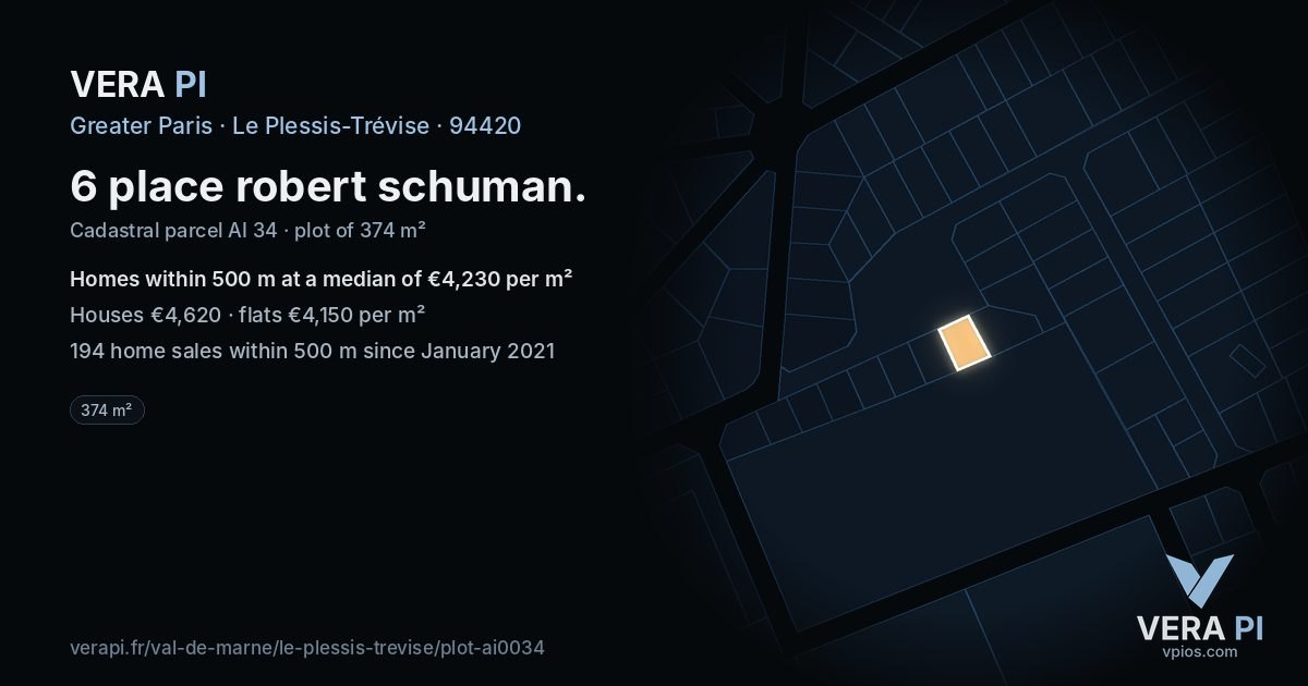 6 place robert schuman, Le Plessis-Trévise at night – the plot lit, the parcels around coloured by the prices near them
