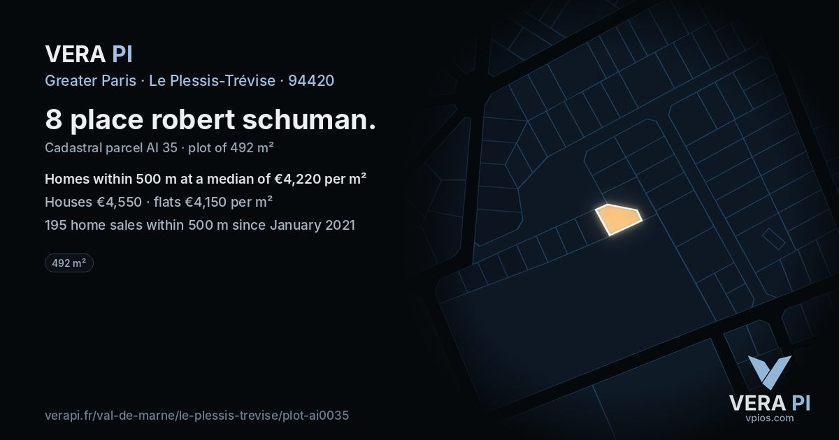 8 place robert schuman, Le Plessis-Trévise at night – the plot lit, the parcels around coloured by the prices near them
