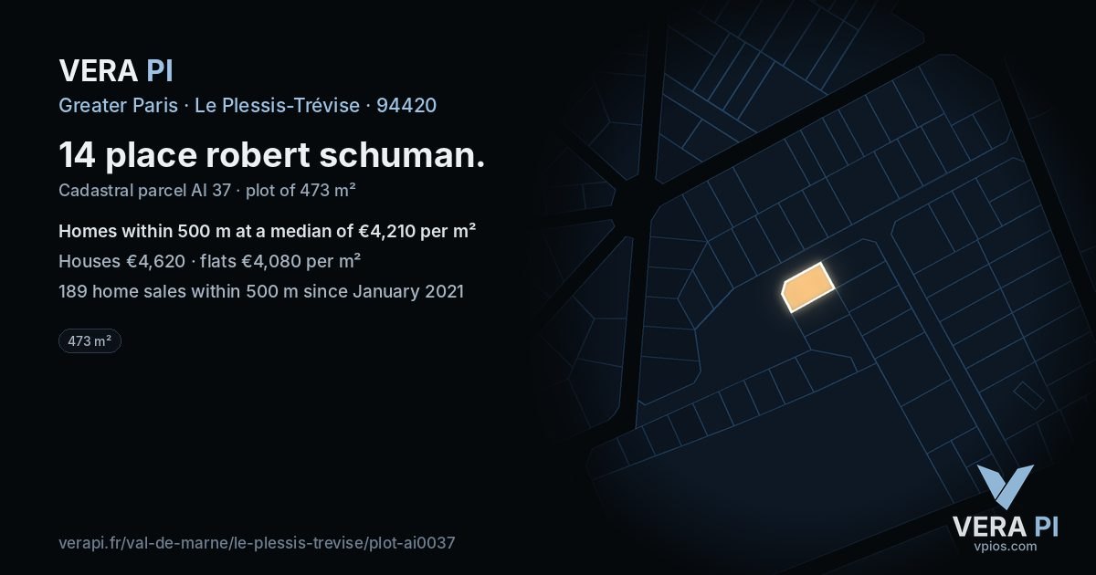 14 place robert schuman, Le Plessis-Trévise at night – the plot lit, the parcels around coloured by the prices near them