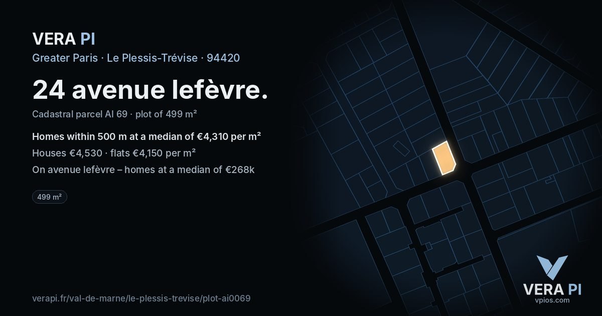 24 avenue lefèvre, Le Plessis-Trévise at night – the plot lit, the parcels around coloured by the prices near them