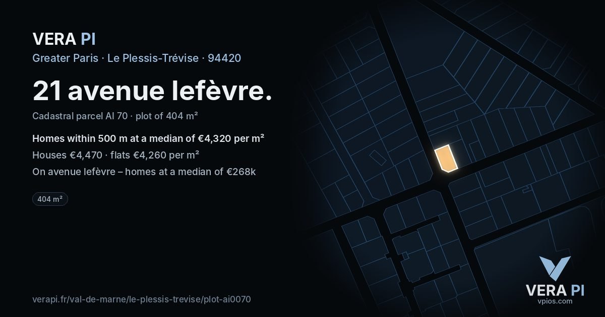 21 avenue lefèvre, Le Plessis-Trévise at night – the plot lit, the parcels around coloured by the prices near them