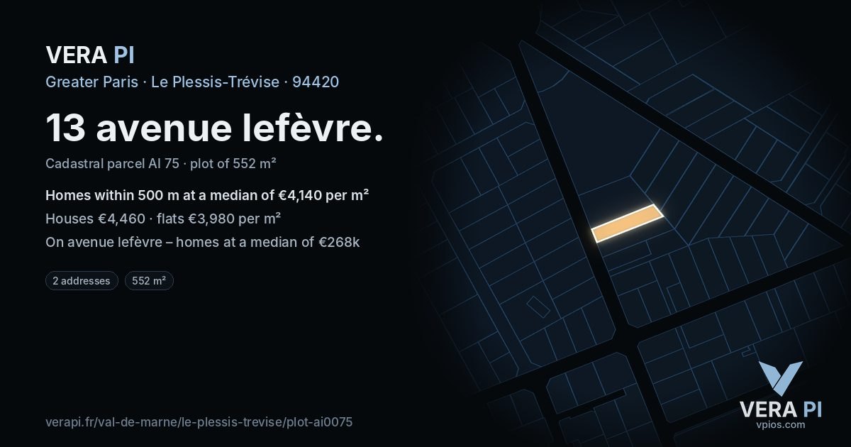 13 avenue lefèvre, Le Plessis-Trévise at night – the plot lit, the parcels around coloured by the prices near them