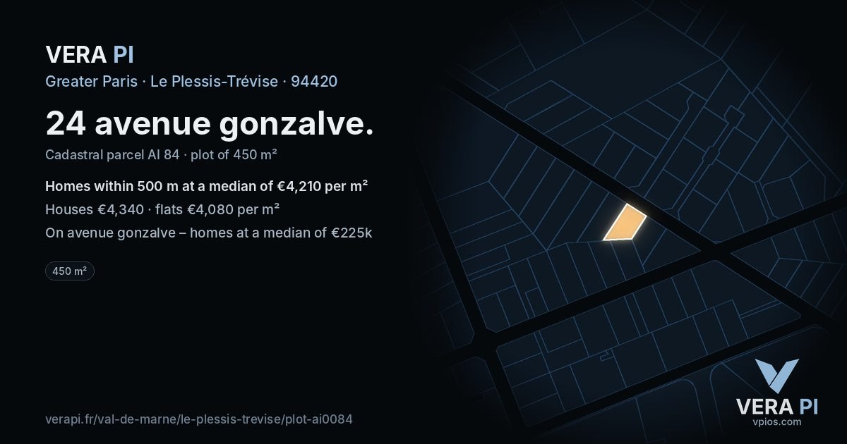 24 avenue gonzalve, Le Plessis-Trévise at night – the plot lit, the parcels around coloured by the prices near them
