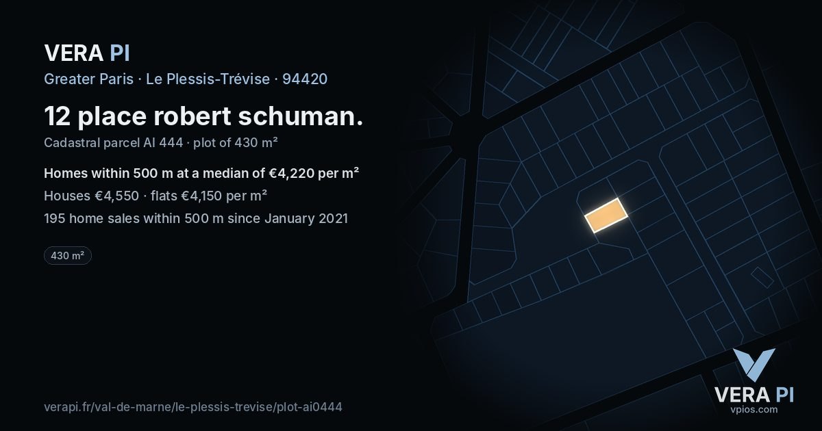 12 place robert schuman, Le Plessis-Trévise at night – the plot lit, the parcels around coloured by the prices near them