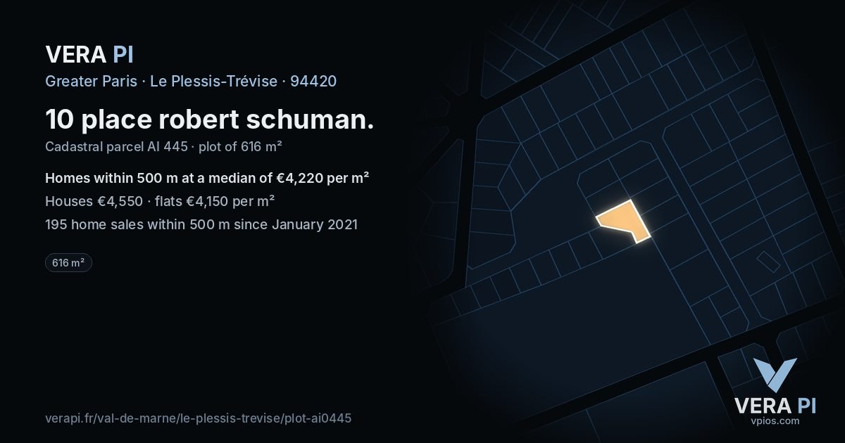 10 place robert schuman, Le Plessis-Trévise at night – the plot lit, the parcels around coloured by the prices near them