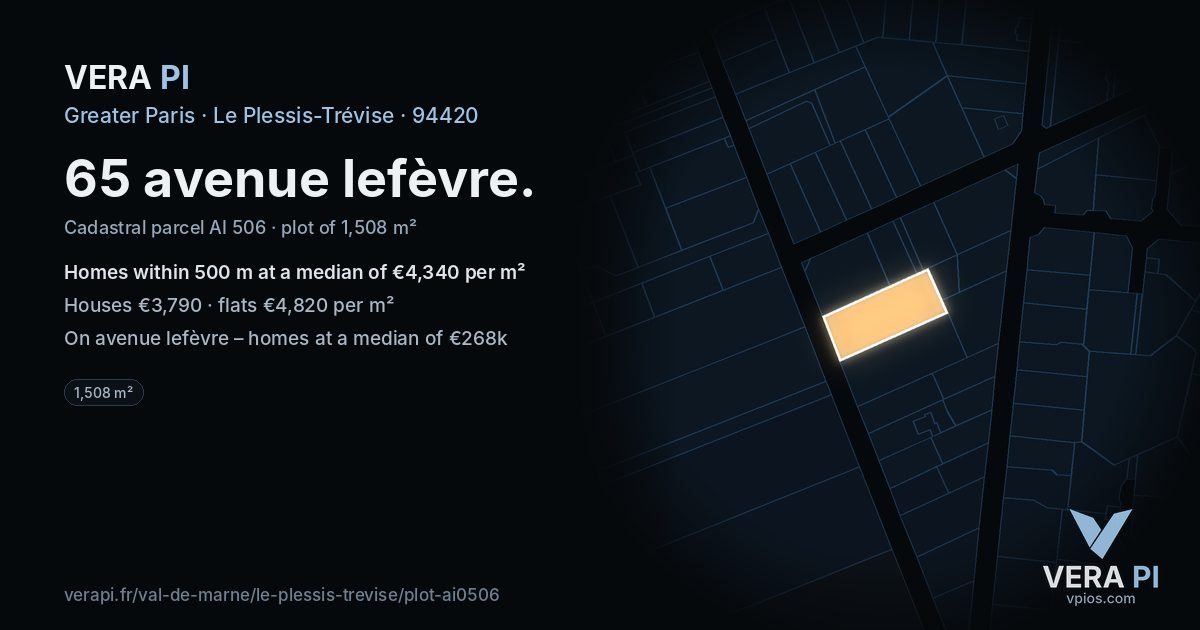65 avenue lefèvre, Le Plessis-Trévise at night – the plot lit, the parcels around coloured by the prices near them