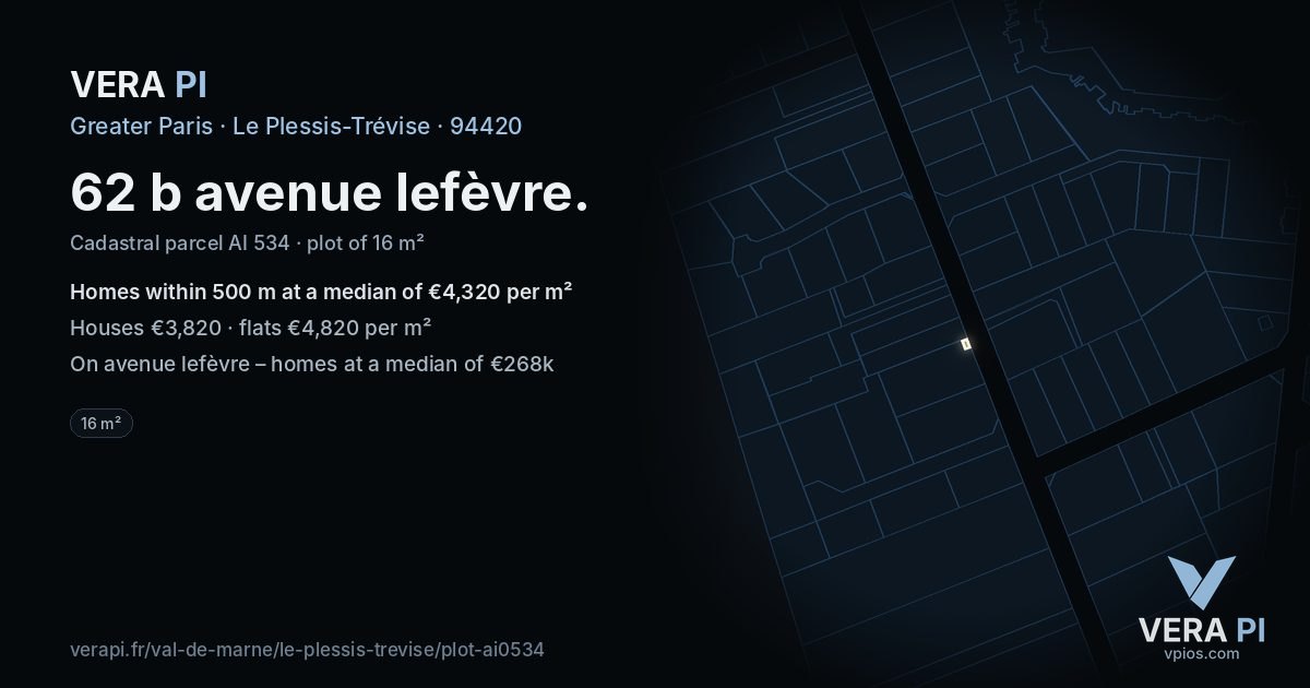 62 b avenue lefèvre, Le Plessis-Trévise at night – the plot lit, the parcels around coloured by the prices near them