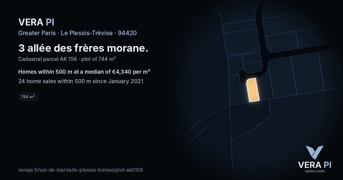 3 allée des frères morane, Le Plessis-Trévise at night – the plot lit, the parcels around coloured by the prices near them