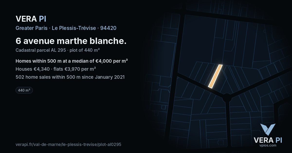 6 avenue marthe blanche, Le Plessis-Trévise at night – the plot lit, the parcels around coloured by the prices near them