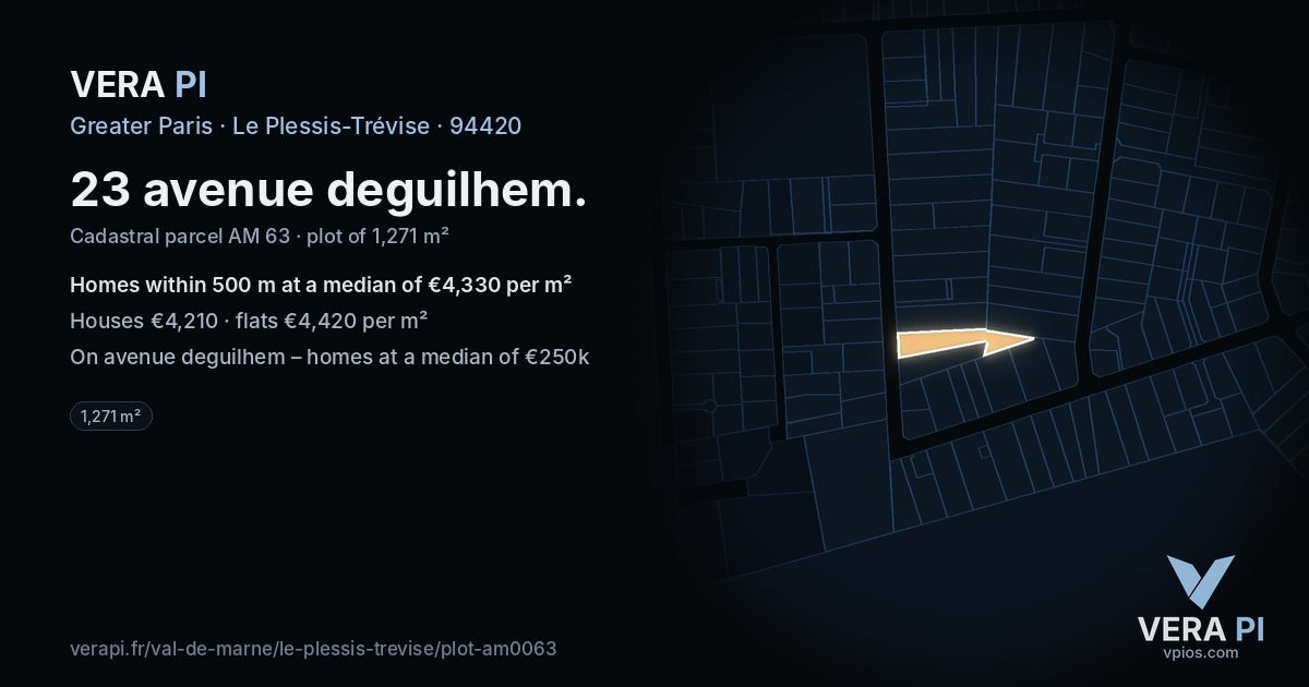 23 avenue deguilhem, Le Plessis-Trévise at night – the plot lit, the parcels around coloured by the prices near them