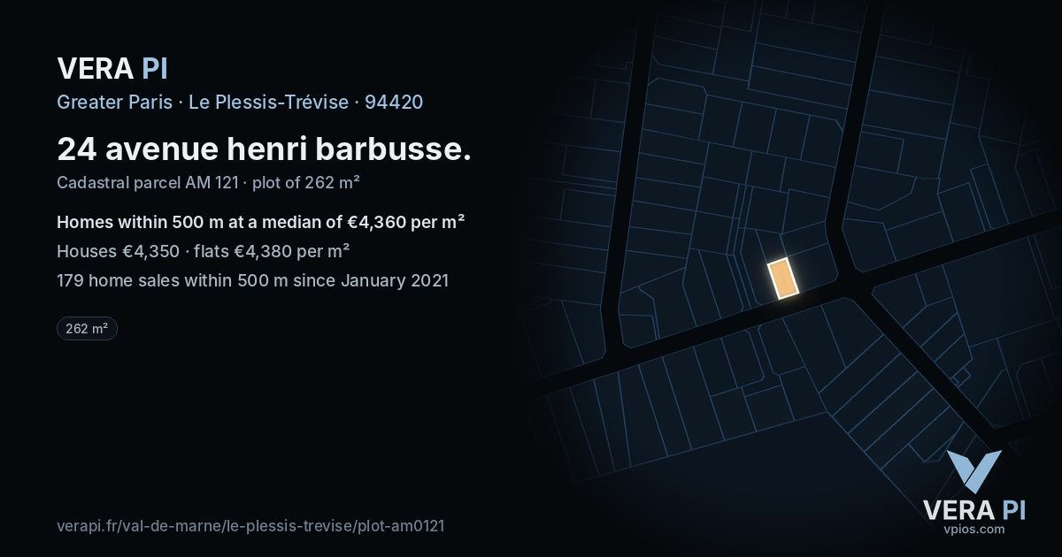 24 avenue henri barbusse, Le Plessis-Trévise at night – the plot lit, the parcels around coloured by the prices near them