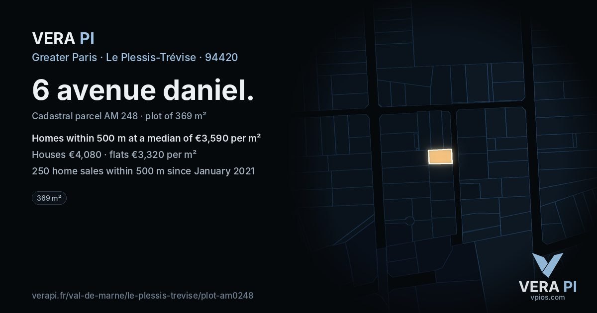 6 avenue daniel, Le Plessis-Trévise at night – the plot lit, the parcels around coloured by the prices near them