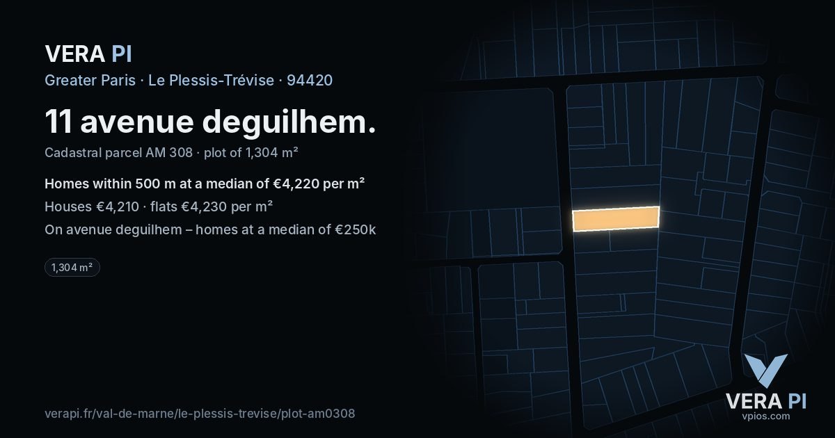 11 avenue deguilhem, Le Plessis-Trévise at night – the plot lit, the parcels around coloured by the prices near them