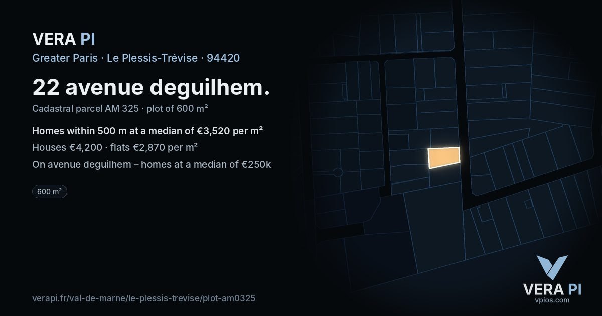 22 avenue deguilhem, Le Plessis-Trévise at night – the plot lit, the parcels around coloured by the prices near them