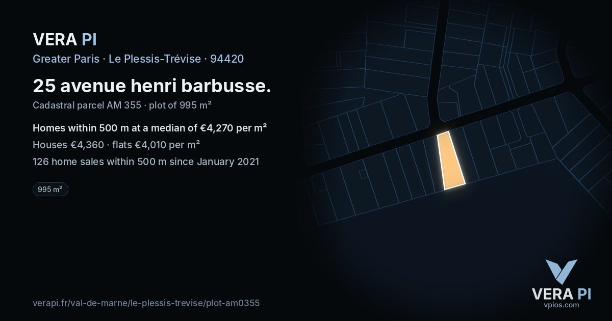 25 avenue henri barbusse, Le Plessis-Trévise at night – the plot lit, the parcels around coloured by the prices near them