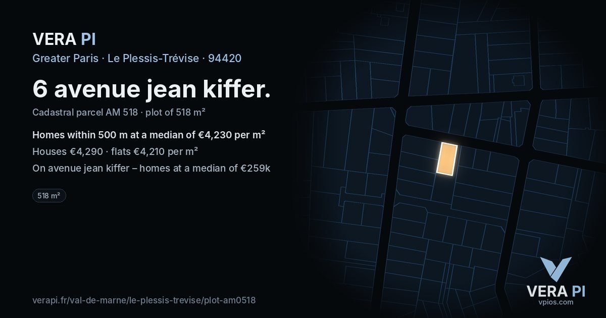6 avenue jean kiffer, Le Plessis-Trévise at night – the plot lit, the parcels around coloured by the prices near them