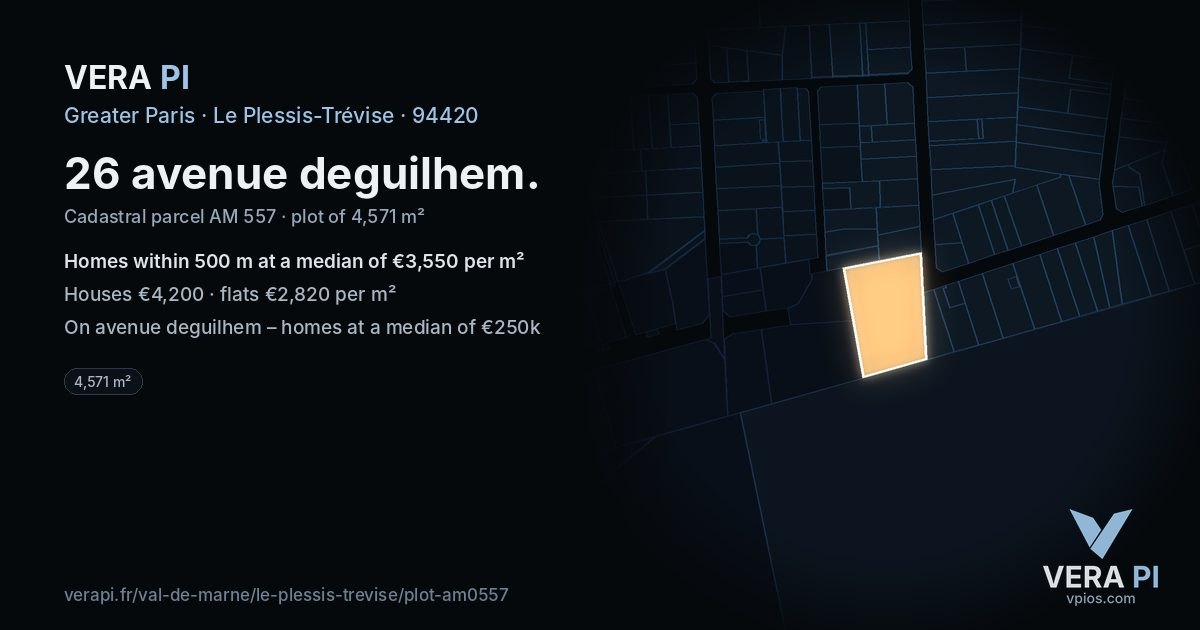 26 avenue deguilhem, Le Plessis-Trévise at night – the plot lit, the parcels around coloured by the prices near them