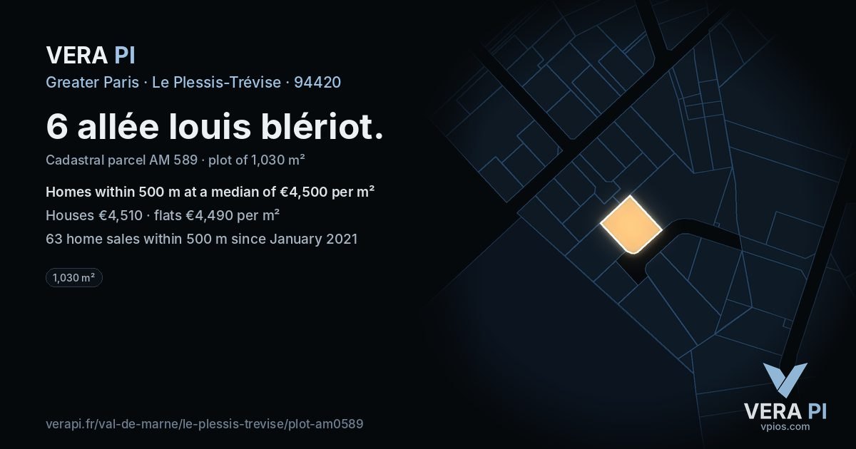 6 allée louis blériot, Le Plessis-Trévise at night – the plot lit, the parcels around coloured by the prices near them
