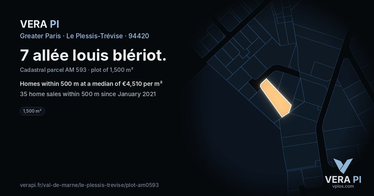 7 allée louis blériot, Le Plessis-Trévise at night – the plot lit, the parcels around coloured by the prices near them