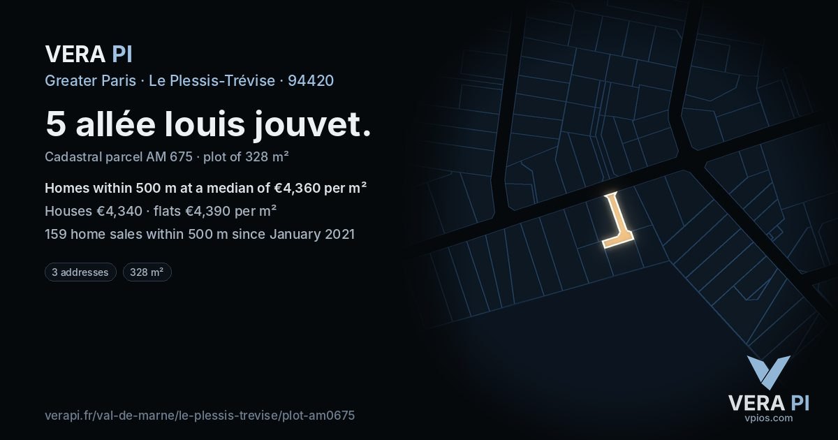 5 allée louis jouvet, Le Plessis-Trévise at night – the plot lit, the parcels around coloured by the prices near them