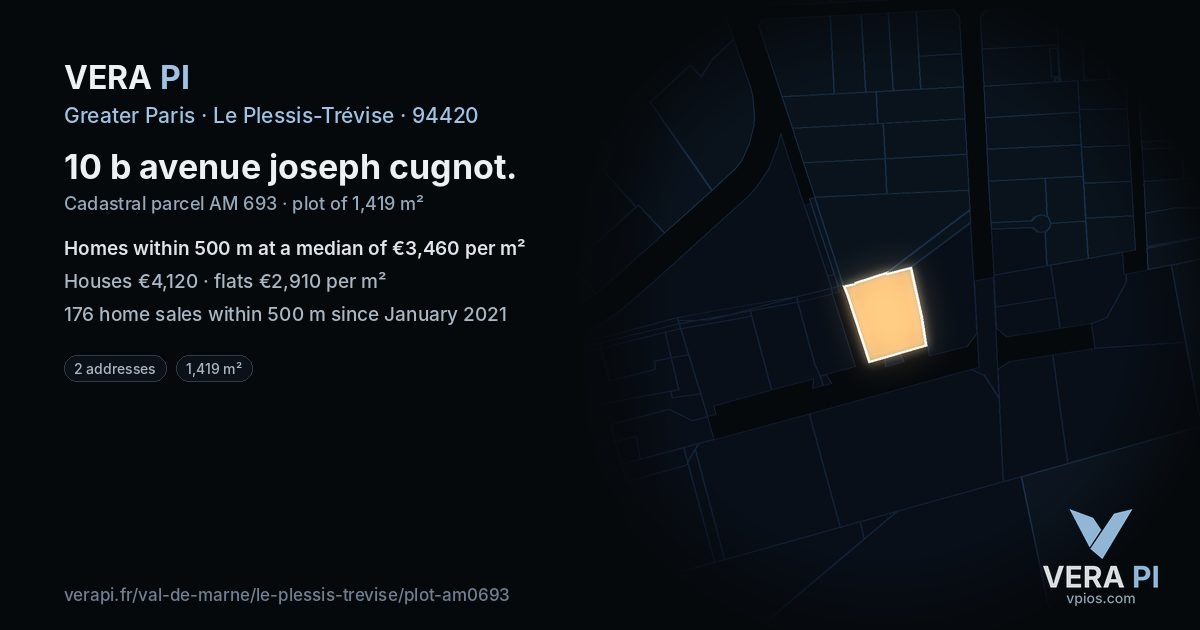 10 b avenue joseph cugnot, Le Plessis-Trévise at night – the plot lit, the parcels around coloured by the prices near them