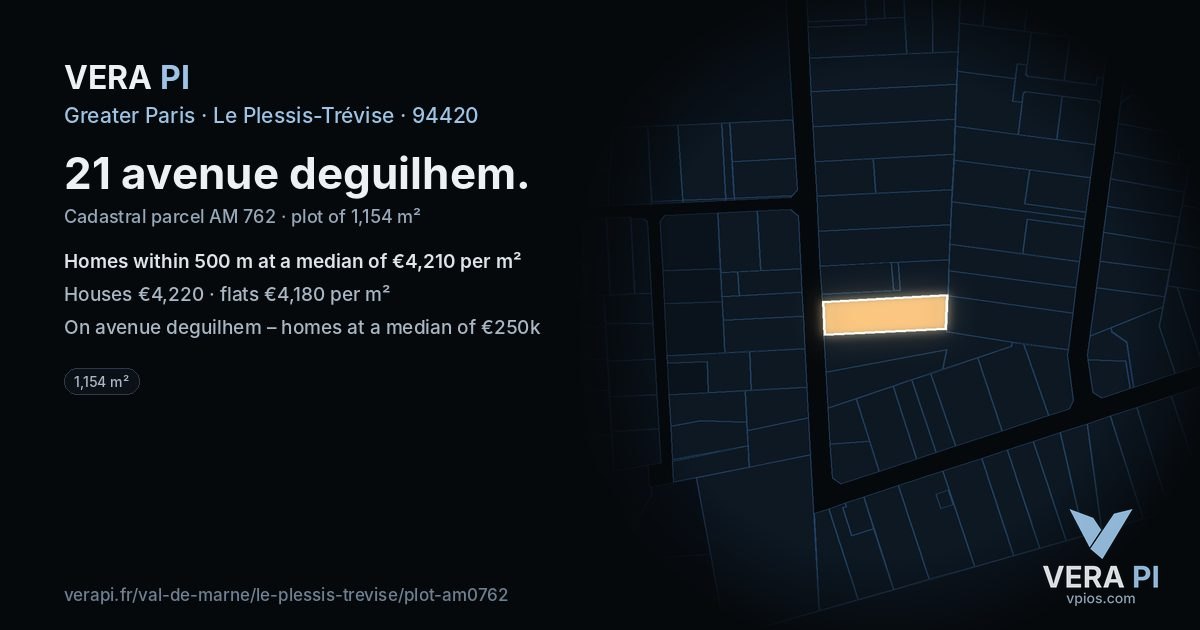 21 avenue deguilhem, Le Plessis-Trévise at night – the plot lit, the parcels around coloured by the prices near them