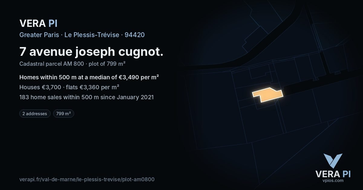 7 avenue joseph cugnot, Le Plessis-Trévise at night – the plot lit, the parcels around coloured by the prices near them