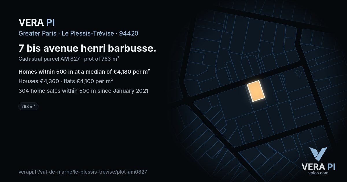 7 bis avenue henri barbusse, Le Plessis-Trévise at night – the plot lit, the parcels around coloured by the prices near them