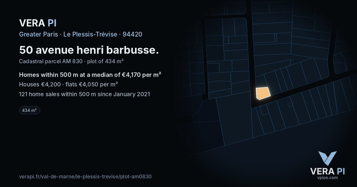 50 avenue henri barbusse, Le Plessis-Trévise at night – the plot lit, the parcels around coloured by the prices near them