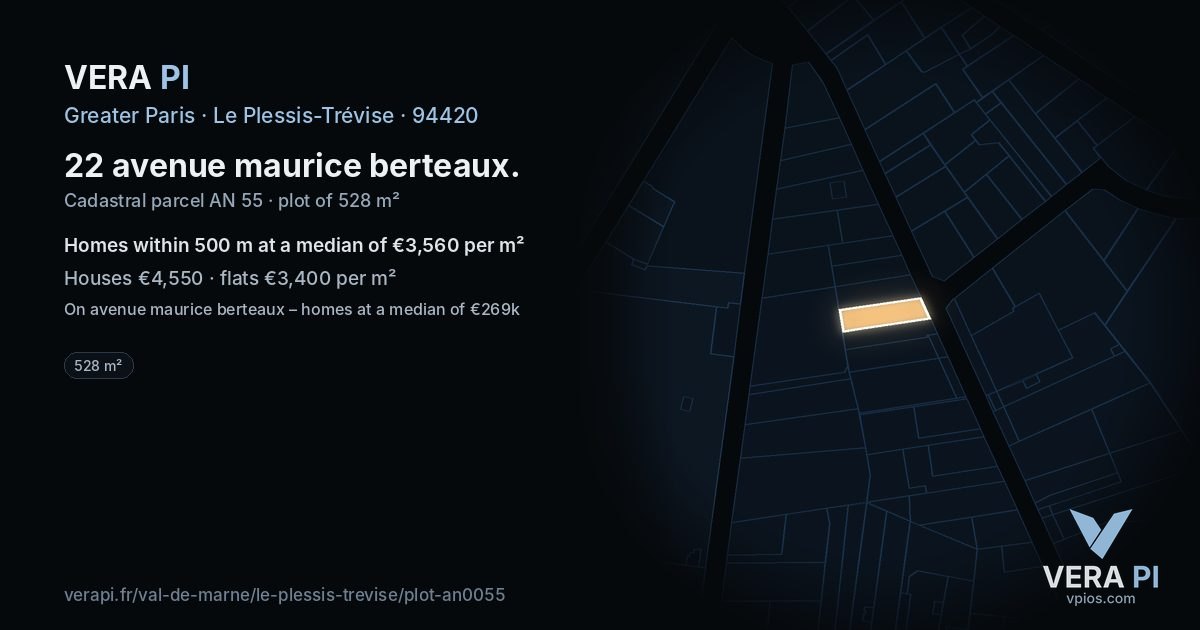 22 avenue maurice berteaux, Le Plessis-Trévise at night – the plot lit, the parcels around coloured by the prices near them