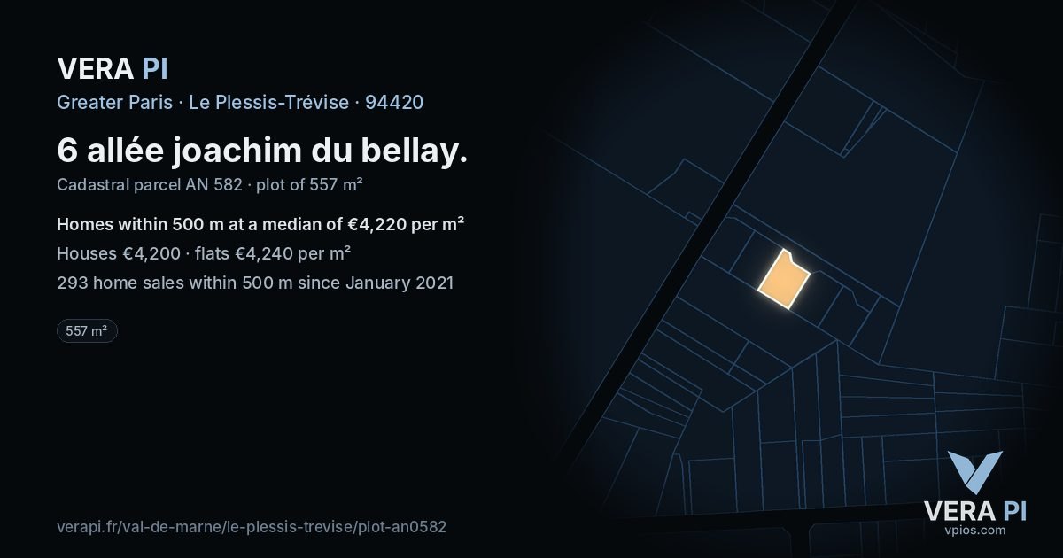 6 allée joachim du bellay, Le Plessis-Trévise at night – the plot lit, the parcels around coloured by the prices near them