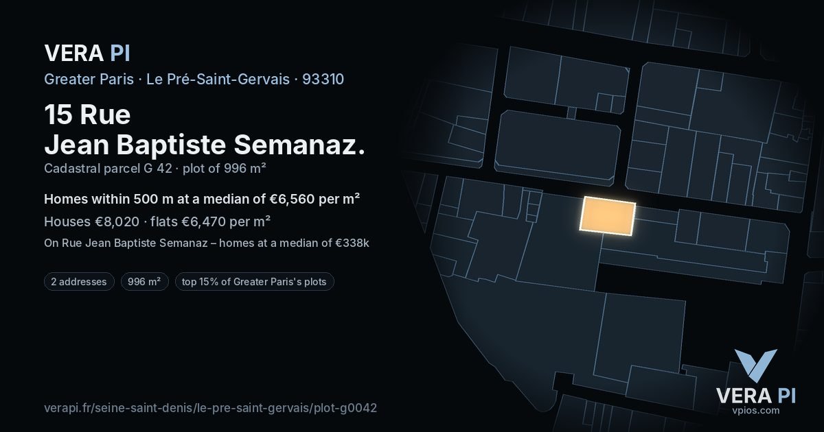 15 Rue Jean Baptiste Semanaz, Le Pré-Saint-Gervais at night – the plot lit, the parcels around coloured by the prices near them