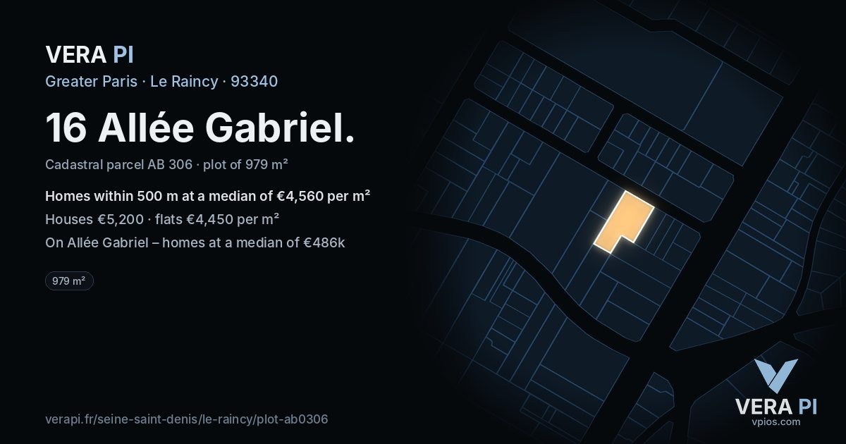16 Allée Gabriel, Le Raincy at night – the plot lit, the parcels around coloured by the prices near them