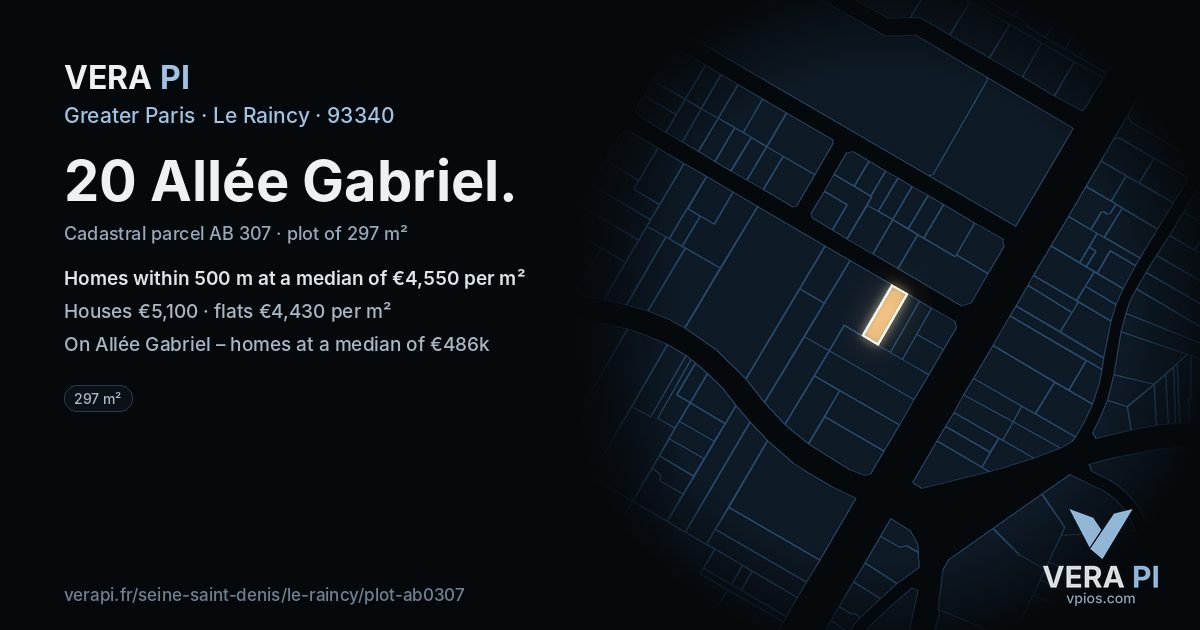 20 Allée Gabriel, Le Raincy at night – the plot lit, the parcels around coloured by the prices near them