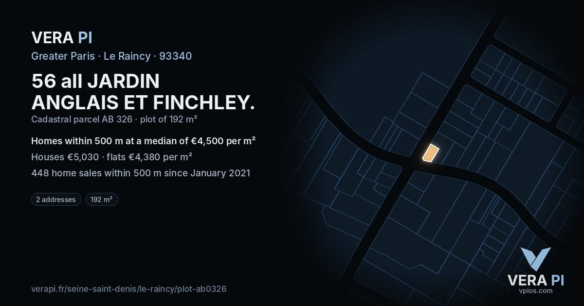 56 all JARDIN ANGLAIS ET FINCHLEY, Le Raincy at night – the plot lit, the parcels around coloured by the prices near them
