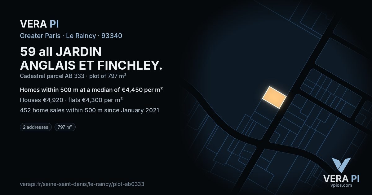 59 all JARDIN ANGLAIS ET FINCHLEY, Le Raincy at night – the plot lit, the parcels around coloured by the prices near them