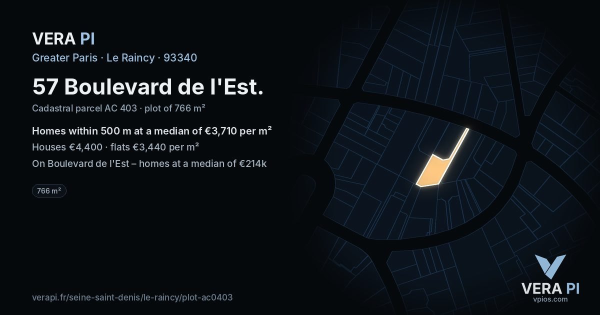57 Boulevard de l'Est, Le Raincy at night – the plot lit, the parcels around coloured by the prices near them
