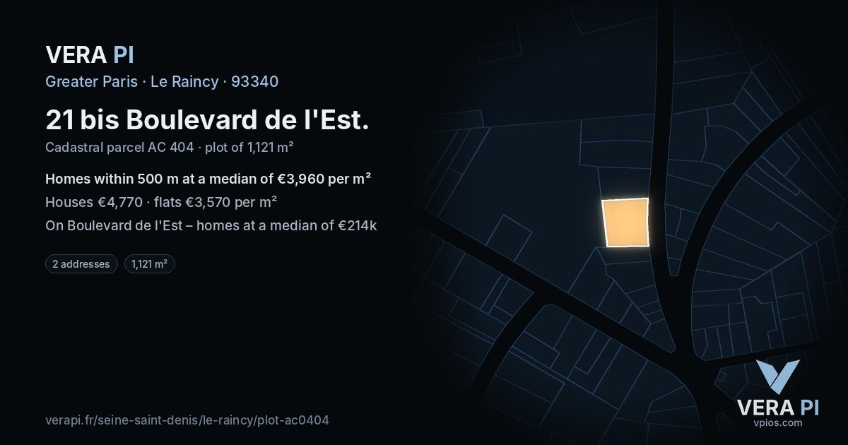 21 bis Boulevard de l'Est, Le Raincy at night – the plot lit, the parcels around coloured by the prices near them